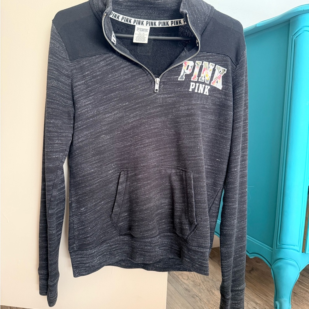 PINK Victoria's Secret Black Half-Zip Sweatshirt